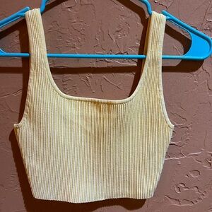 Yellow Ribbed Women's Top